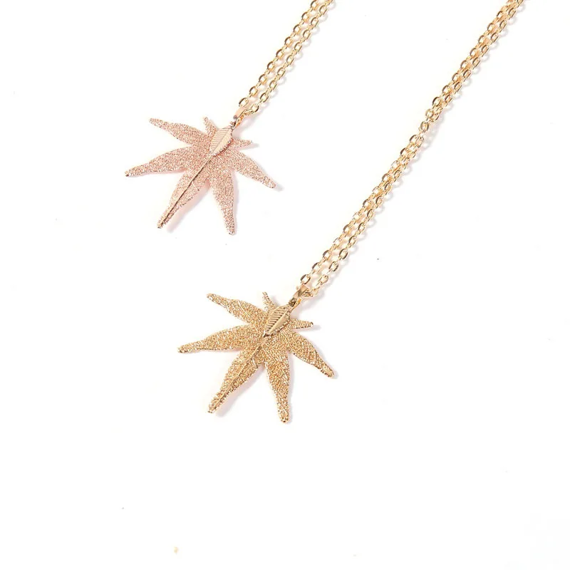 Прямая поставка модный ожерелье кленовый лист Подвеска в виде листа конопли