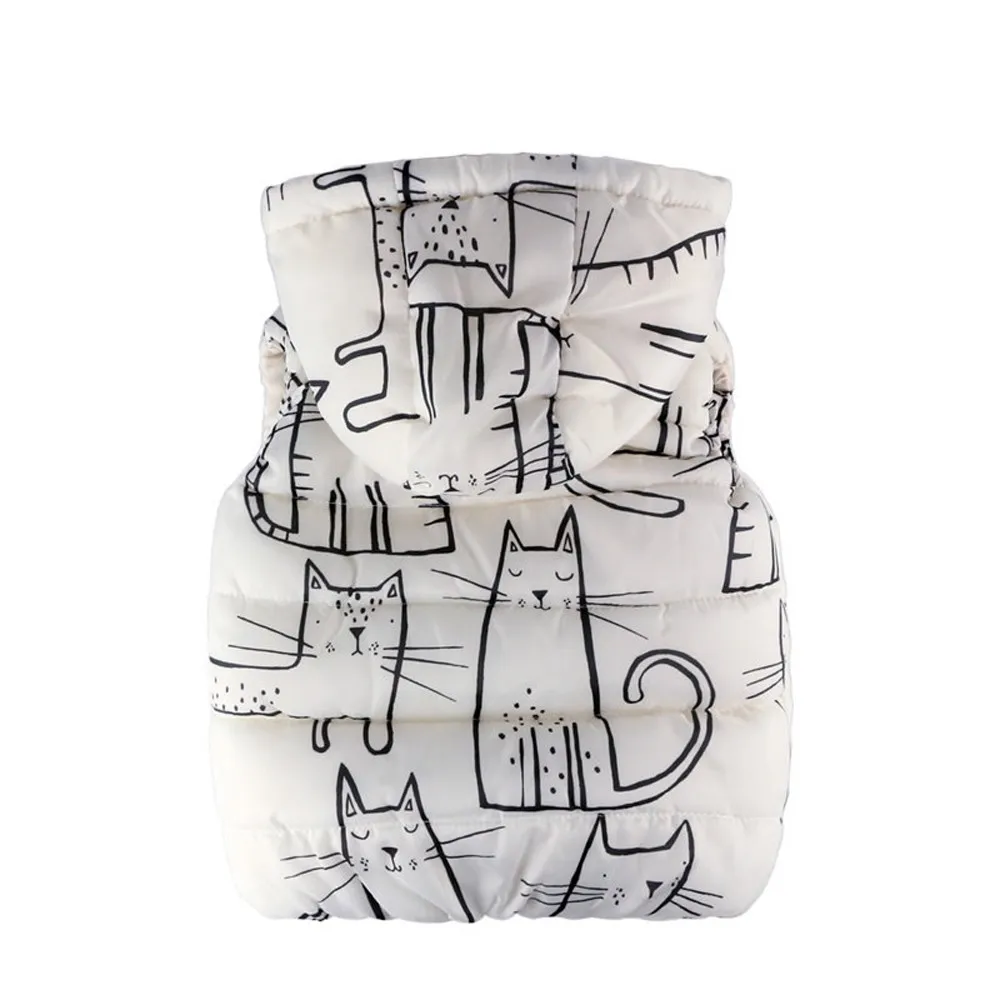 Теплый жилет без рукавов с капюшоном и рисунком кота для маленьких мальчиков