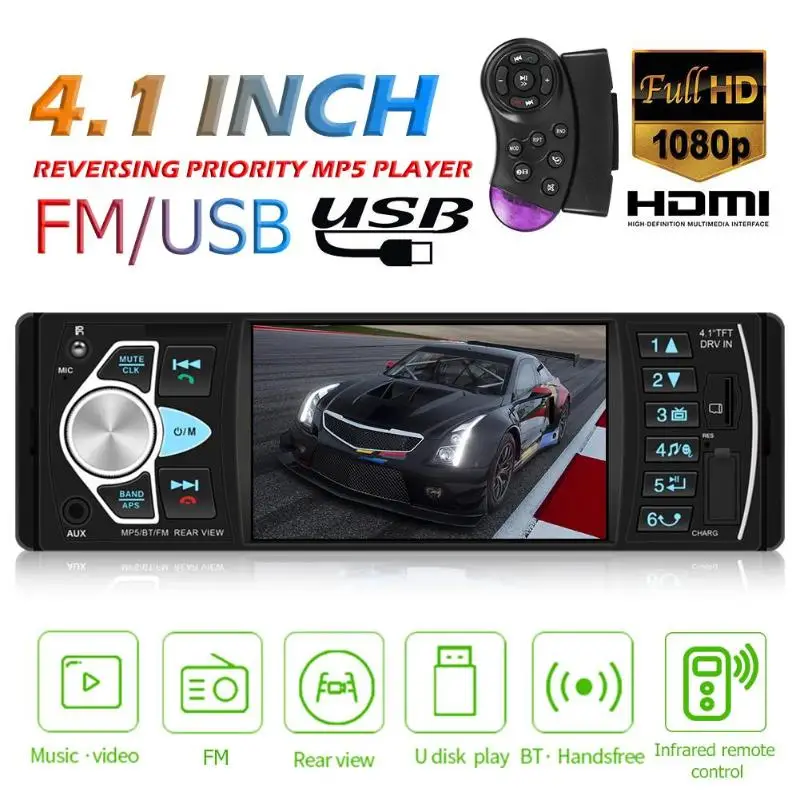 4 1 дюймов Автомагнитола din 4022d FM радио авто аудио стерео Bluetooth Поддержка камеры