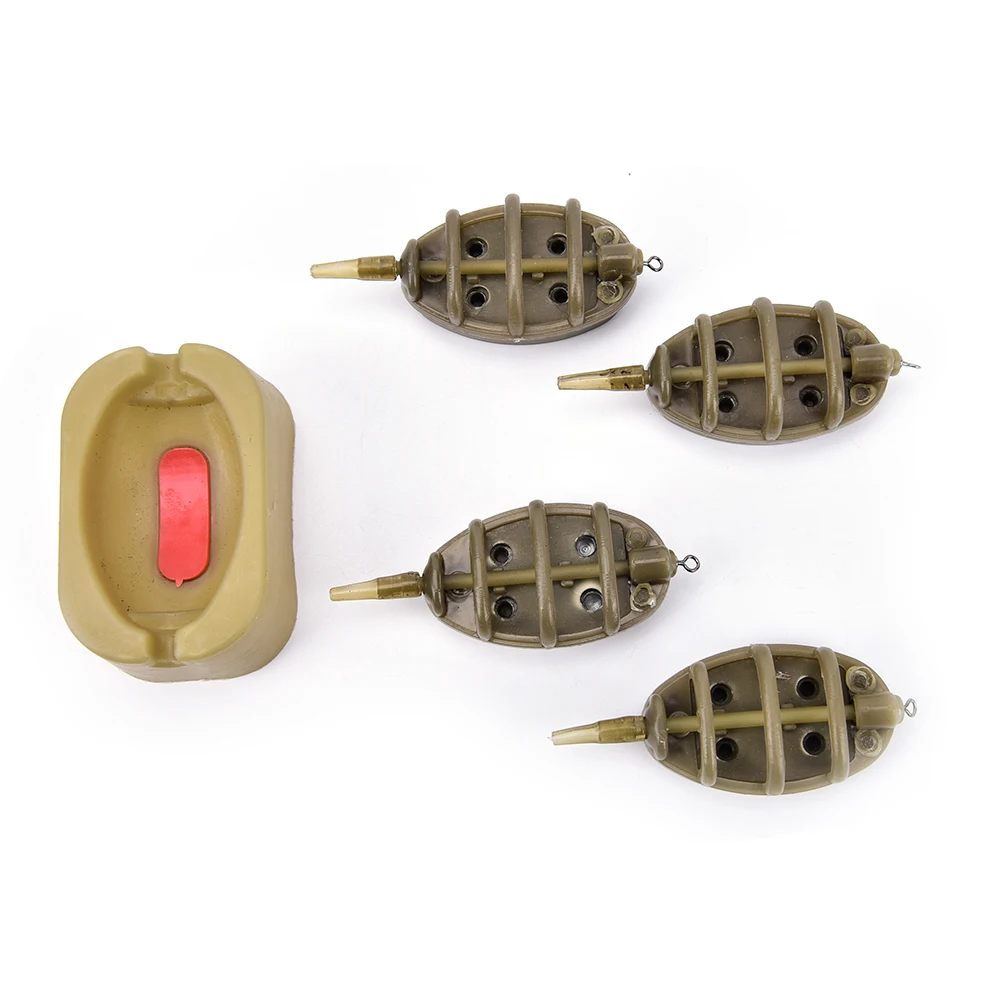 

1Set Inline Method Carp Fishing Feeder 4 Feeders Mould Fishing Tackle Accessories 15/20/25/35g 30/40/50/60g