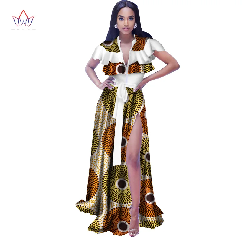 

Summer Dress Maxi African Dresses for Women Deep V Dresses Ruffle Sleeve Vestidos Elegant Printed Clothing Plus Size WY2436