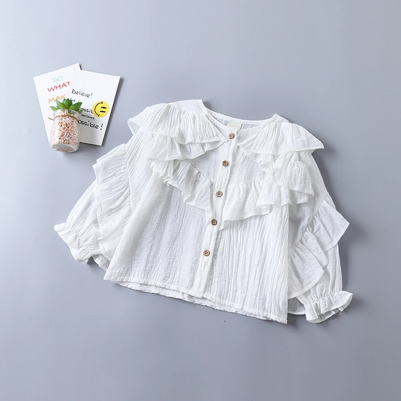 

kids fashion girl 2020 girl clothing set new autumn fashion tiered ruched solid shirt + denim pant kid girls clothes roupas