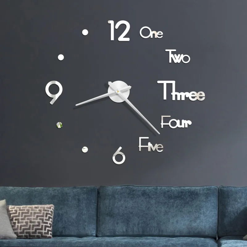 Большие настенные часы &quotсделай сам&quot 3D зеркальные наклейки с поверхностью