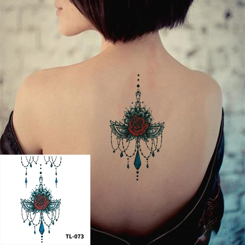 Sexy Blue Tattoo Temporary Sticker And Waterproof Flower Half Arm Or Watercolor Tattoo, Suitable For Men And Women