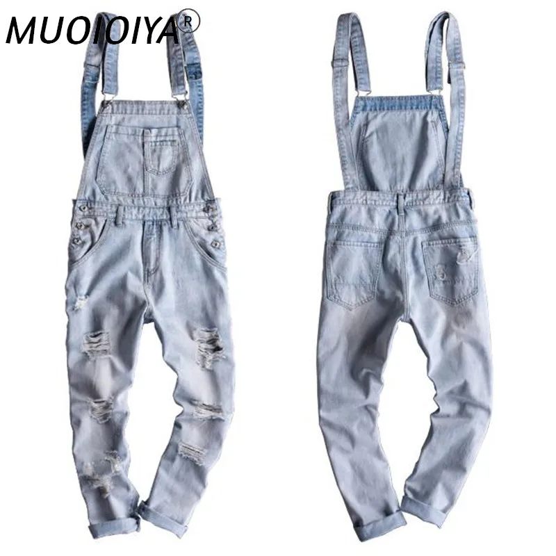 

Ripped Jeans Jumpsuit Men Summer Overall Mens Denim Jumpsuits Jeans Distressed Romper Destroyed Hole Broken Fashion Male Clothes