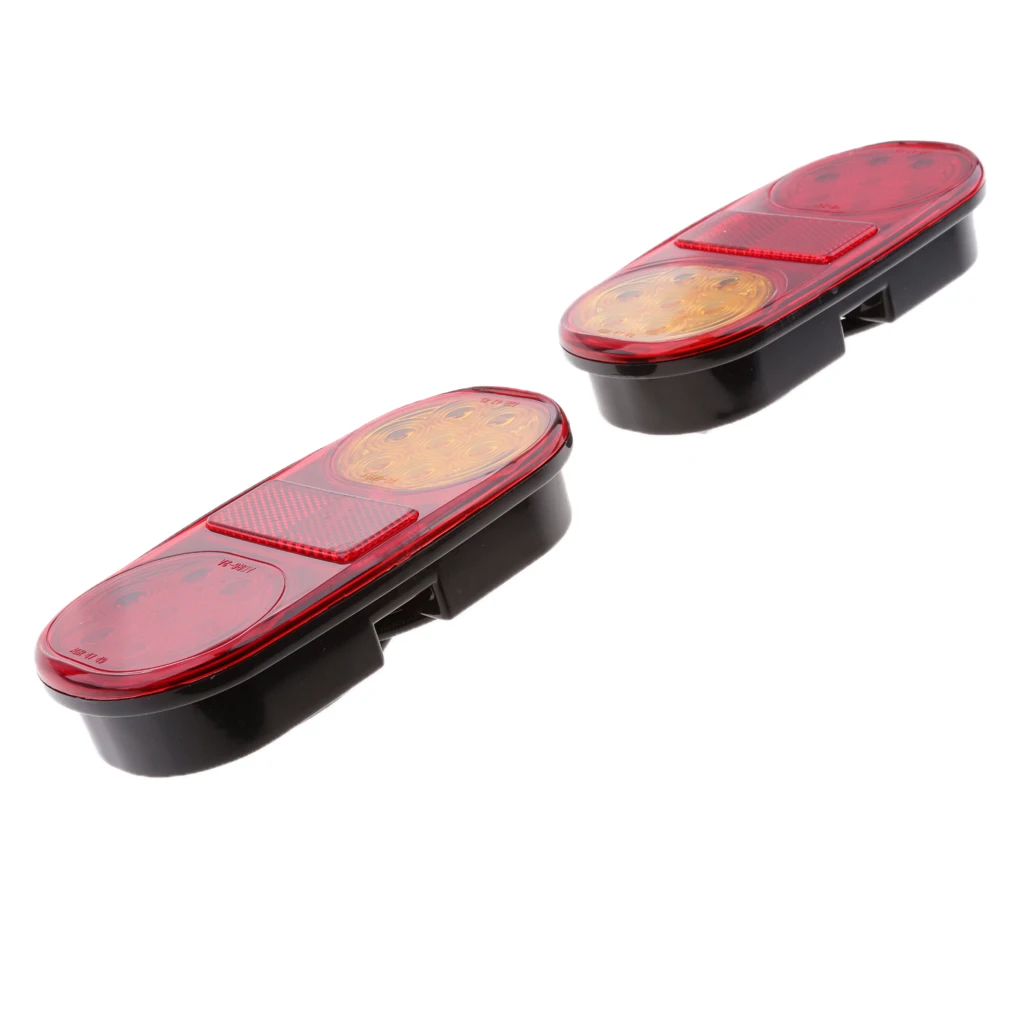 

2X 6.5'' LED Waterproof Oval Red Trailer Lights Rear Stop Turn Signal Parking Tail Brake Lights for Boat Trailer Truck