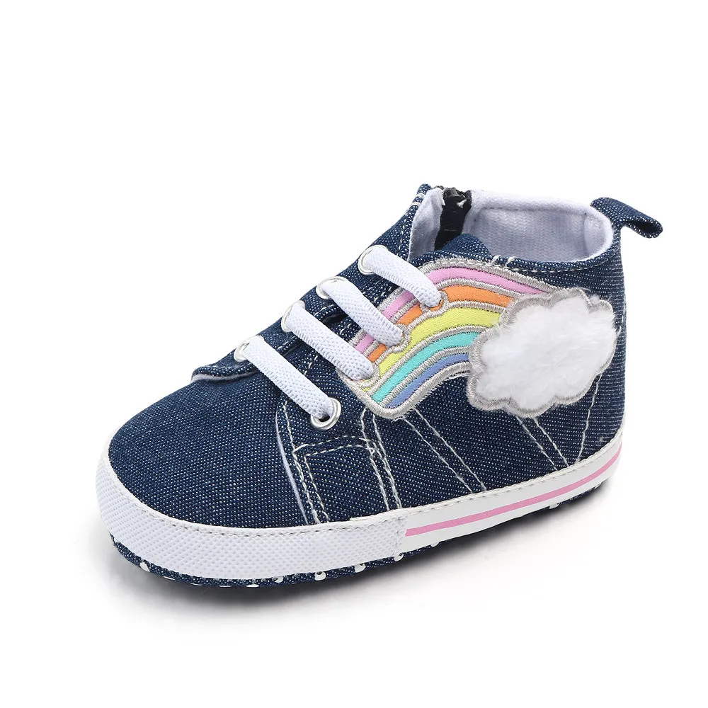 

Baby Toddler Shoes Boys and Girls Side Zipper Canvas First Walkers for Newborn Soft Bottom High-top Prewalker