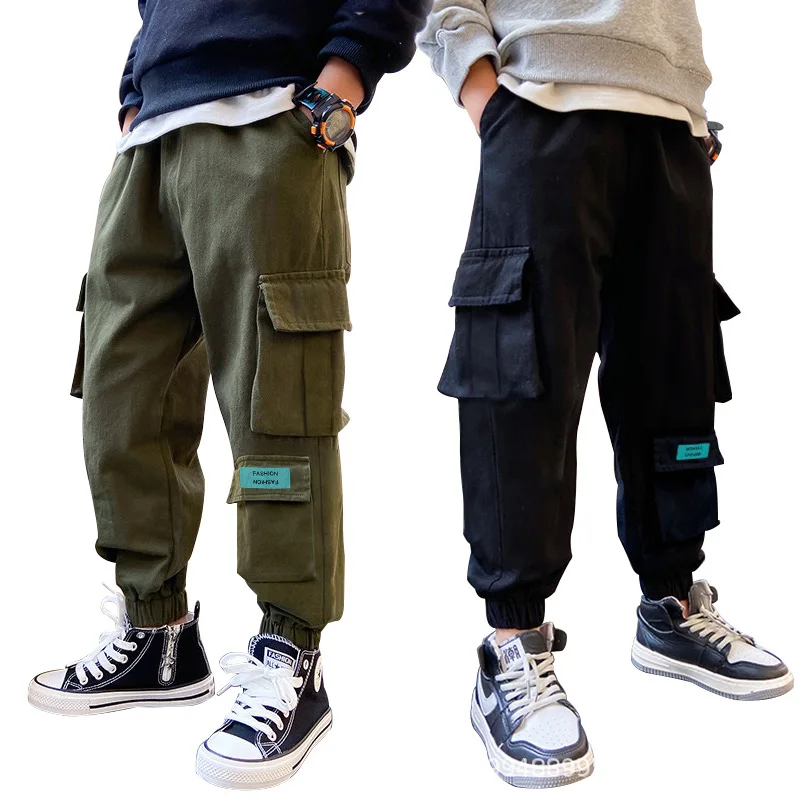 

2021 Spring And Autumn Children's Casual Cotton Pants Boys' Clothes Stretch Waist Trousers Boys Sports Pants Teen Boys Overalls