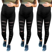 high waist women maternity hole abdominal leggings hip lift pants stretch pregnancy trousers prop belly leggings gym clothing
