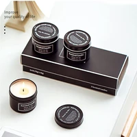 3pcs home decor scented candle black tin can holiday soy wax gift set cylindrical atmosphere decoration