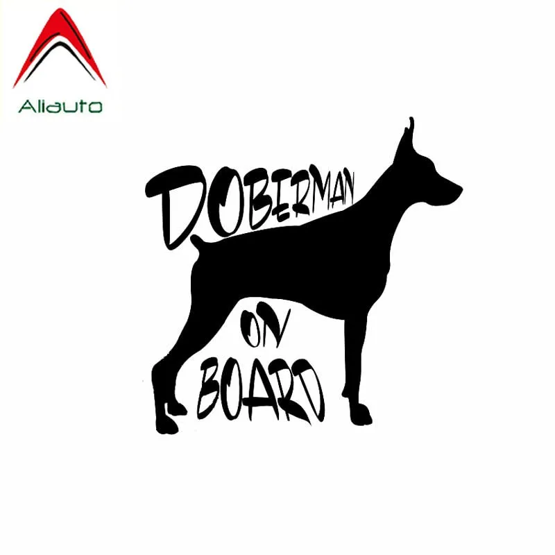 

Aliauto Personality Car Sticker Doberman on Board Vinyl Waterproof Sunscreen Anti-UV Reflective Decal Black/silver,15cm*14cm