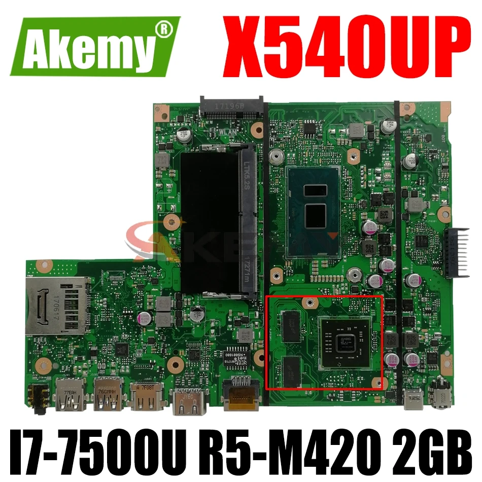 

Материнская плата AKEMY X540UP для ноутбука ASUS VivoBook R540UP R540U X540U F540U, оригинальная материнская плата 4 ГБ-ОЗУ, Φ, 2 Гб