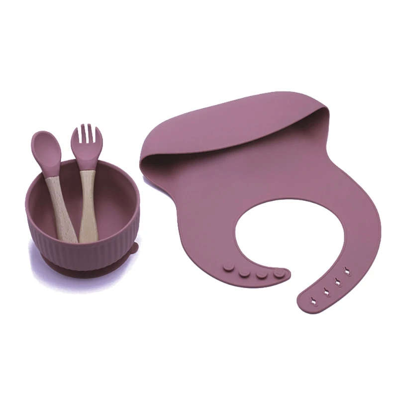 

4 шт. силиконовых кейсов для детских бутылочек, чаши посуда Водонепроницаемый нагрудники, ложки, вилки, Non-Slip BPA бесплатные силиконовые посуд...