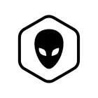 Мультяшный контур инопланетянина Шестигранная виниловая наклейка автомобильная оконная Наклейка Чернаясеребряная 11,8*12,9 см T-00329