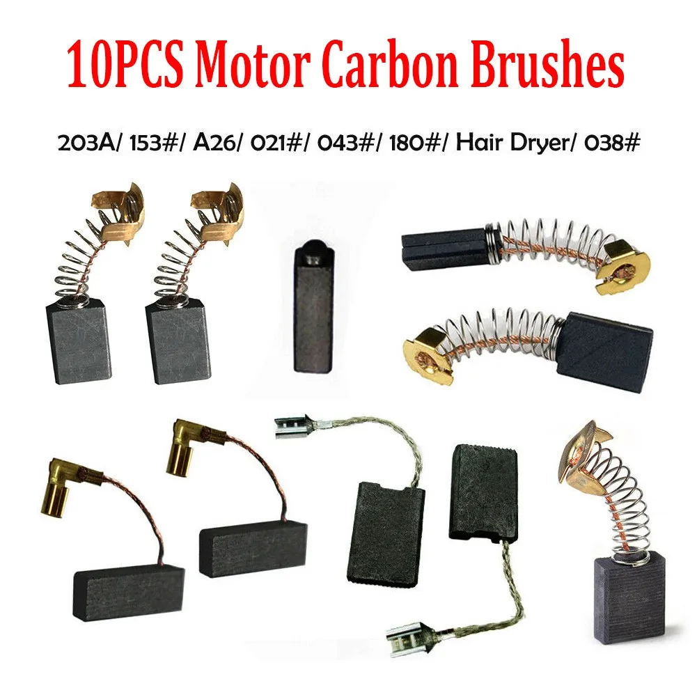 

10PCS Motor Carbon Brushes 8 Different Sizes Carbon Brushes For Electric Motor Tool Repair Kit Tool Combo Kits