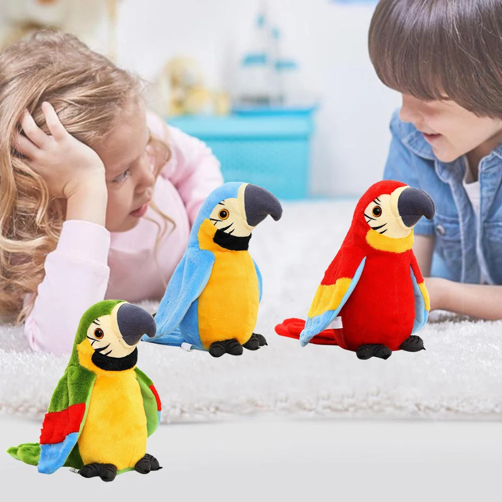 

Cute Talking Parrot Toy Plush Toy Parrot Bird Electric Recording Repeating Language Movement Fan Winged Children Baby Toy Gift