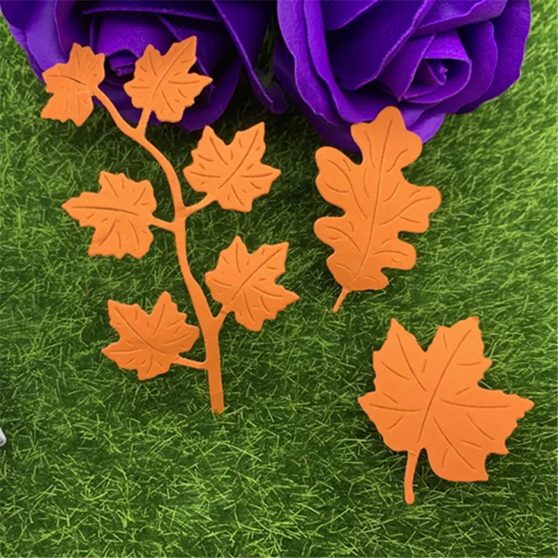 

3 Piece Maple Leaf Grape Leaf Deciduous Hand Embossed DIY Album Scrapbook Greeting Card Decoration Metal Cutting Mould