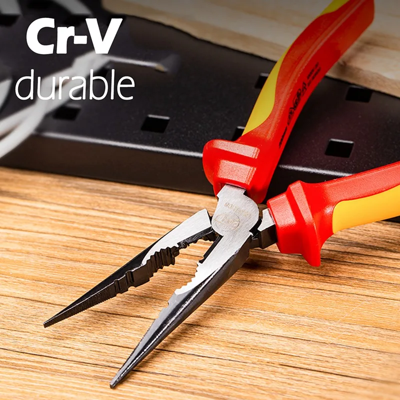 

CXD-Deli DL512108 Labor-Saving Needle Nose Pliers With Insulated Handle Can Withstand Voltage 1000V Wire Cutter Plier Hand Tools