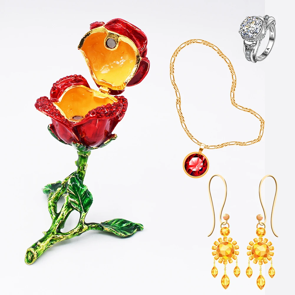 Подарочная коробка с розами для хранения украшений на петлях подарок день