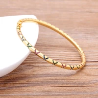 new design 14 styles fashion gold color femme crystal jewelry copper zircon cuff bangles for women charming cz bracelets gift