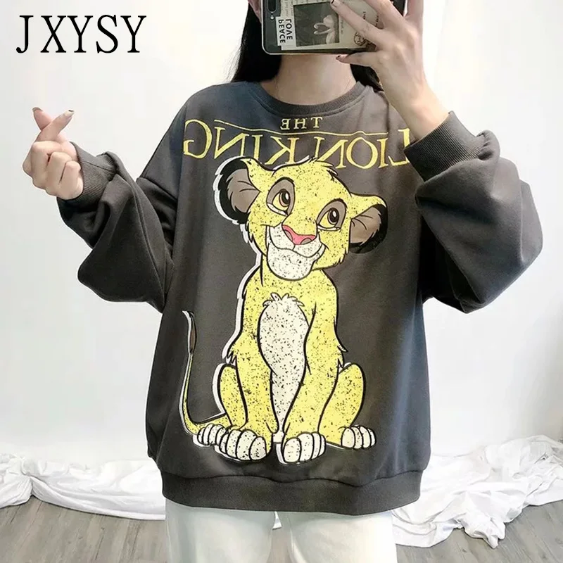 JXYSY, зимние толстовки, Женская толстовка, повседневная, с рисунком льва, с капюшоном, Женский свитшот, пуловер, топы