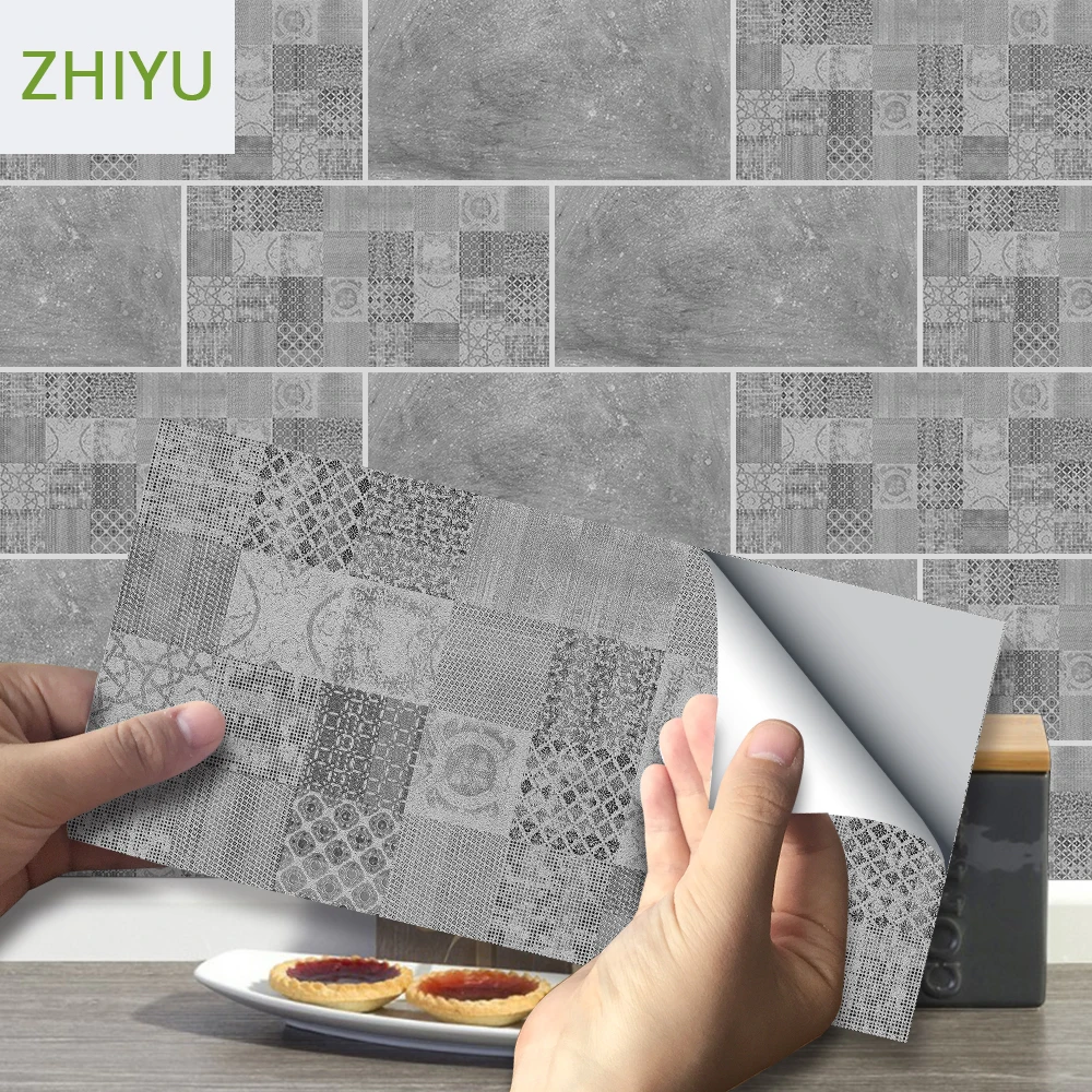 

Industrial Kitchen Refitting Stickers Dark Gray Cement PVC Tile Wallpaper High Temperature Stove Stickers Floor Stickers Decor