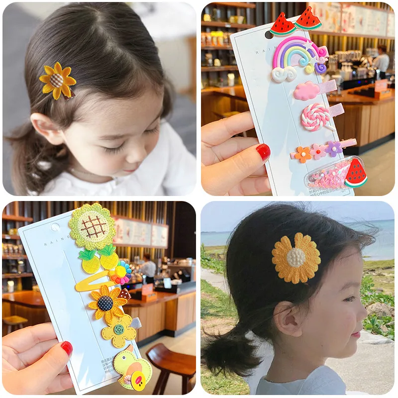 

6/7/8/10/20/24 Pcs/Bag Children Cute Cartoon Fruit Flower Hari Bands Hairpins Girls Baby Lovely Hair Clips Kids Hair Accessories