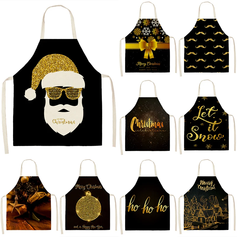 Рождество черного и золотого цвета рисунками подарков очистки фартуки 53*65 см
