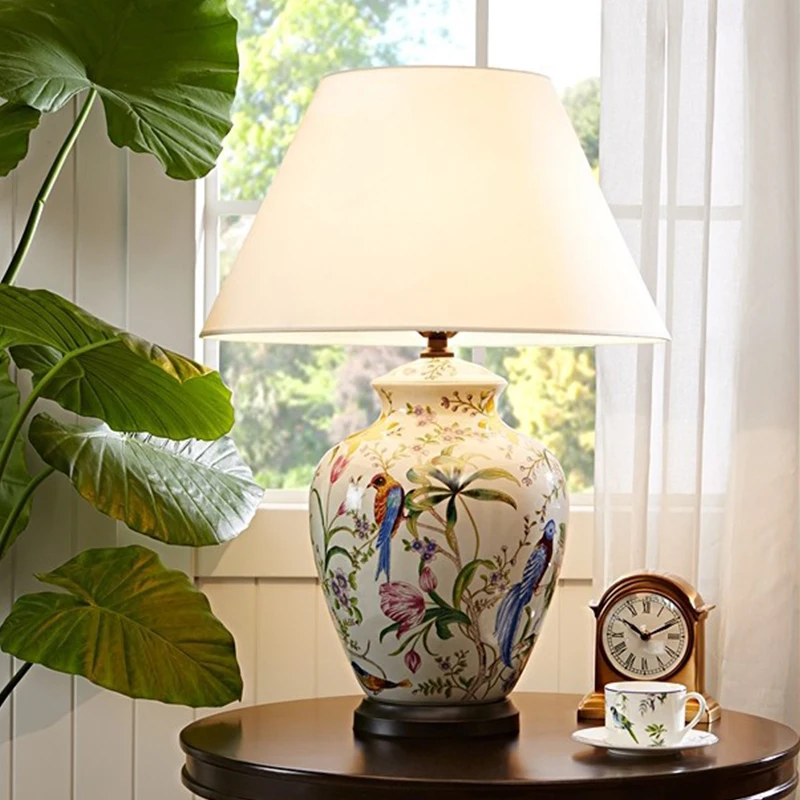 Винтажные Керамические Большие Настольные лампы 40 х65 см настольные с цветочным и