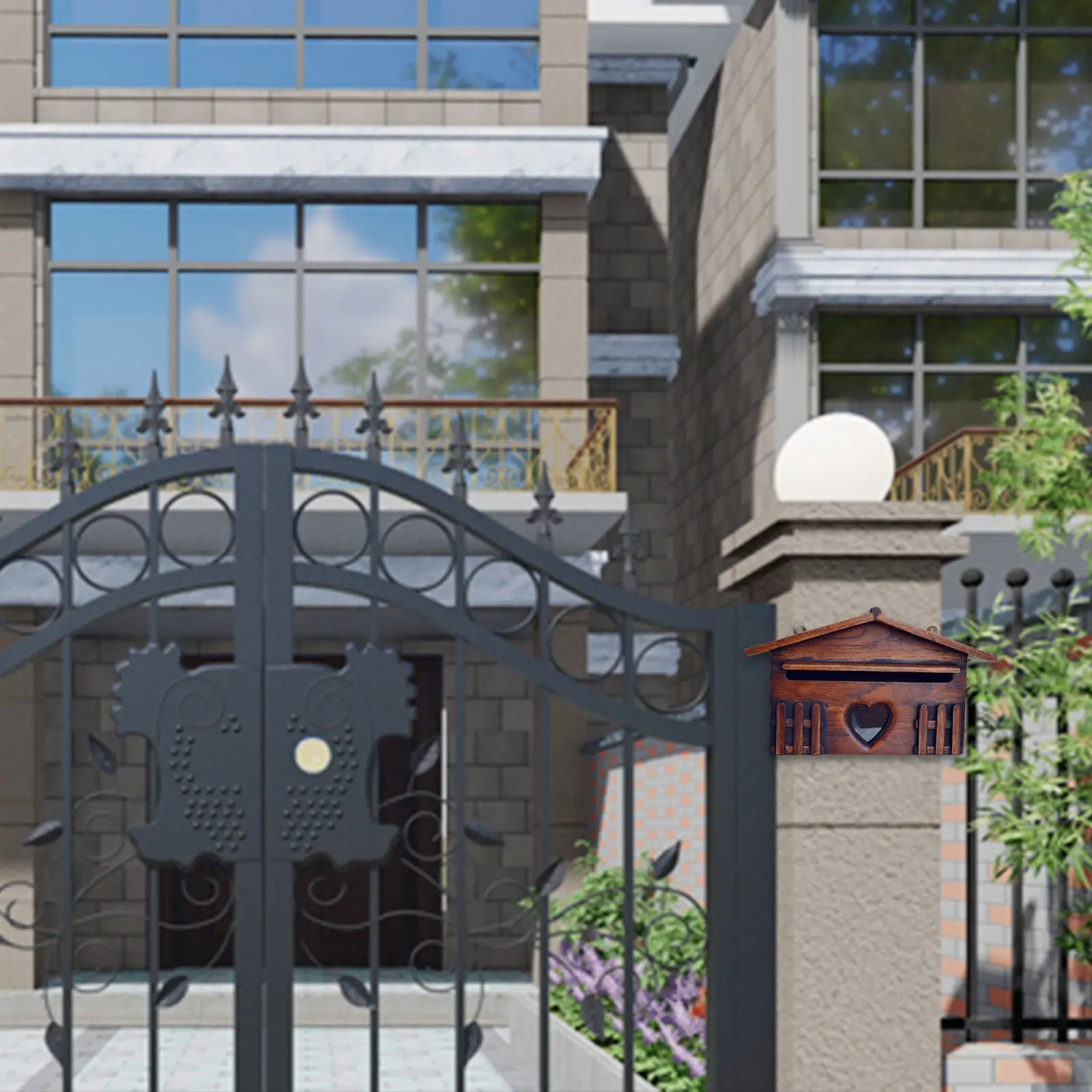 

Vintage Style Rustic Wooden Mailbox Home Office Gate Decorative Letterbox