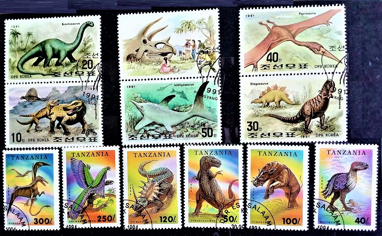 50Pcs/Lot Prehistoric Dinosaurs Stamps All Different From Many Countries NO Repeat Unused Marked Postage for Collecting | Этикетки