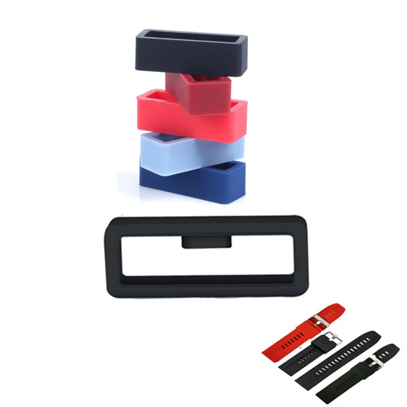 

5Pcs Watchband 16 18 20 22 24mm Silicone Band Rubber Watch Strap Loops Ring Accessories Holder Locker 9 Colors