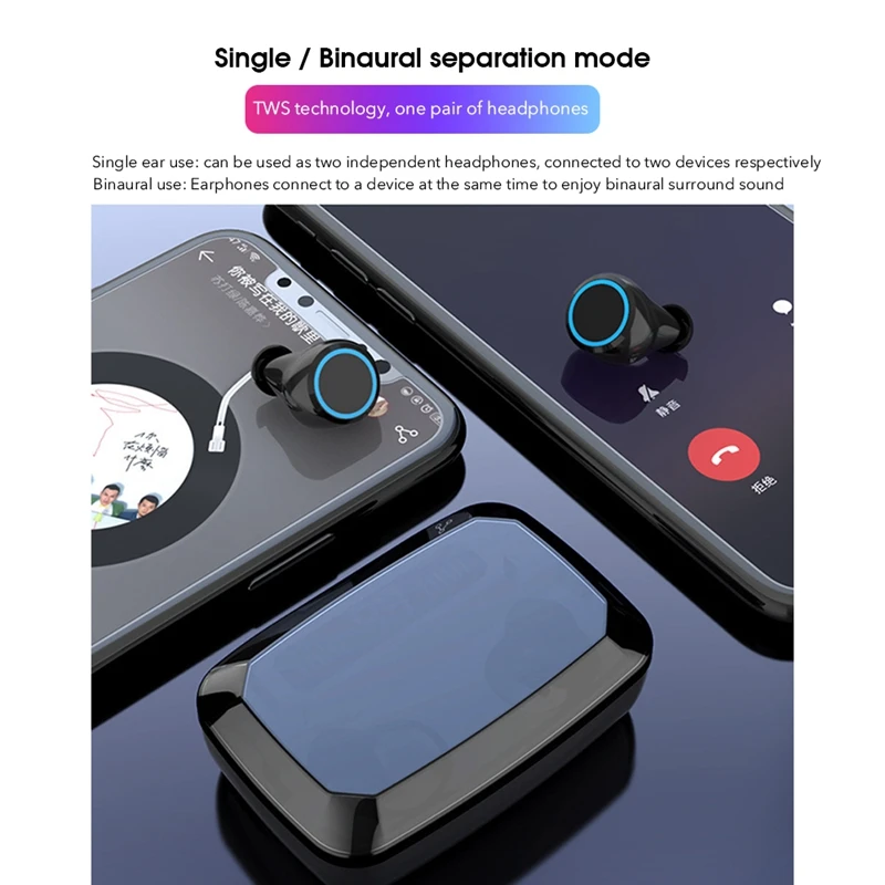 

TWS Bluetooth Headphones Wireless Earphones Waterproof Earbuds Touch Control Sport Headset Noise Cancel HIFI Earphone 3300mAh