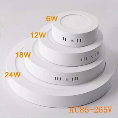 

Surface Mounted LED Panel Light 6w 12w 18w 24W Round LED Downlight AC85-265V SMD2835 CE , Free Shipping