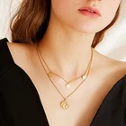 Богемная цепочка, женское ювелирное изделие, подарок, ожерелье-чокер из нержавеющей стали, многослойное ожерелье в стиле панк, винтажное ожерелье с подвеской