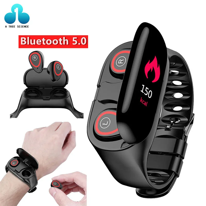 Новейший AI M1 Смарт часы с Bluetooth наушниками монитор сердечного ритма умный Браслет