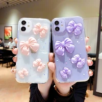phone case for iphone 12 11 pro 6 6s 7 8 plus x xr xs max se luxury 3d bow knot bling glitter soft tpu for iphone 12 mini cover