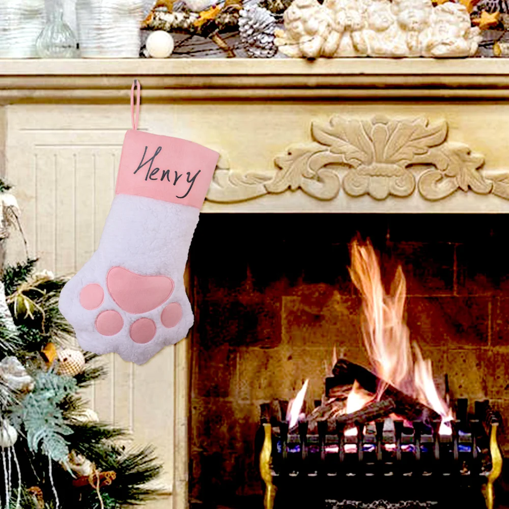 Большой розовый питомец рождественские чулки собачья лапа детский Подарочный