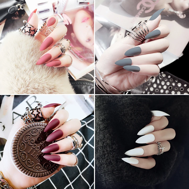 24 шт. матовые маникюрные насадки для накладных ногтей формы наращивания