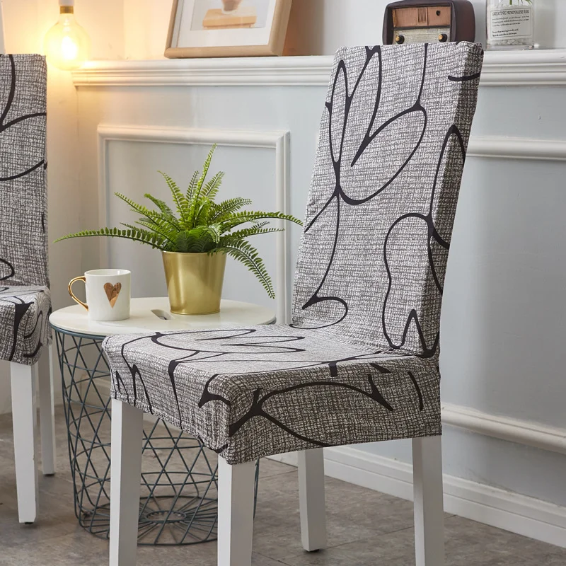 

Modern Spandex Elastic Printing Dining Chair Slipcover Removable Anti-dirty Kitchen Seat Case Stretch ArmChair Cover for Banquet