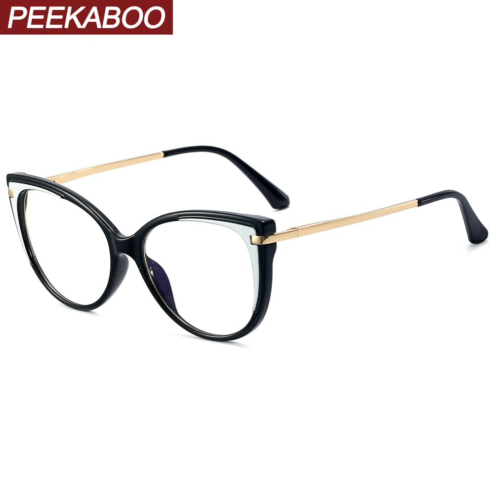 

Peekaboo TR90 синий светильник, светофильтр, очки для женщин, кошачий глаз, прозрачные линзы, модная оправа для очков для женщин, полуметаллическа...