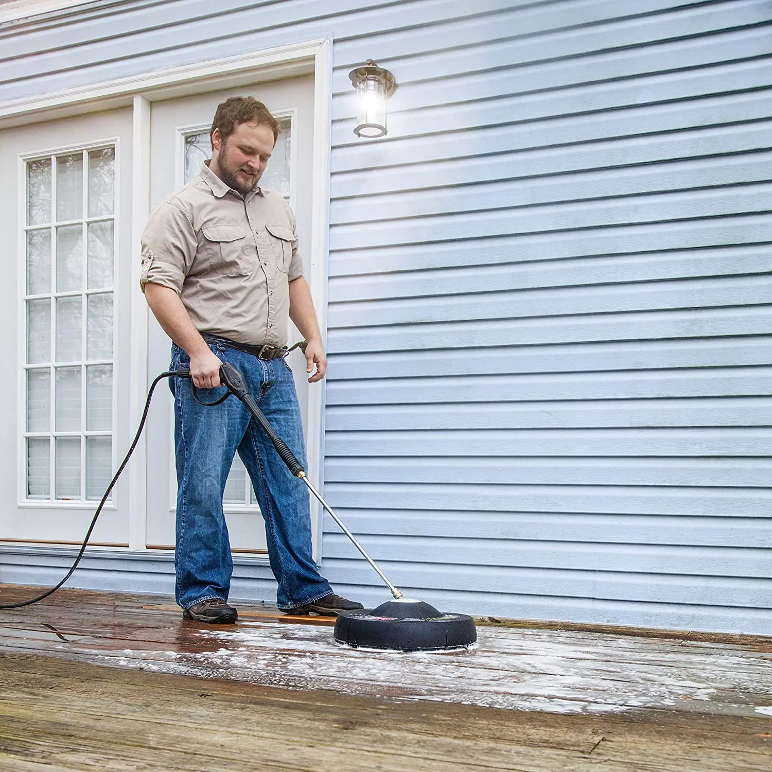 

15" Pressure Washer Accessories Surface Cleaner with 1/4" Quick Connector Power Washer Attachment with 2 Extension 3200 PSI