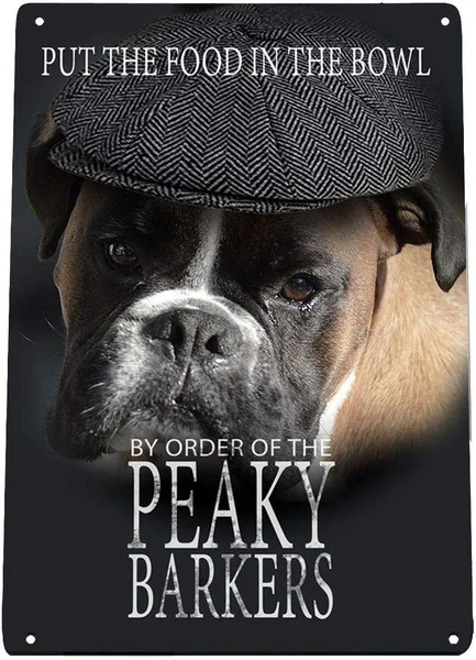 

Artylicious Peaky Barkers Boxer Dog Sign Funny Peaky Blinders Dog Metal Tin Sign