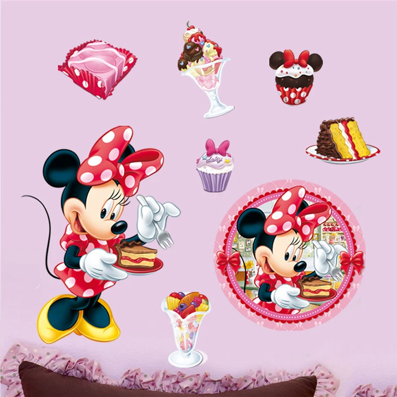 Мультфильм Минни едят торт мороженое наклейки на стену спальня домашний декор