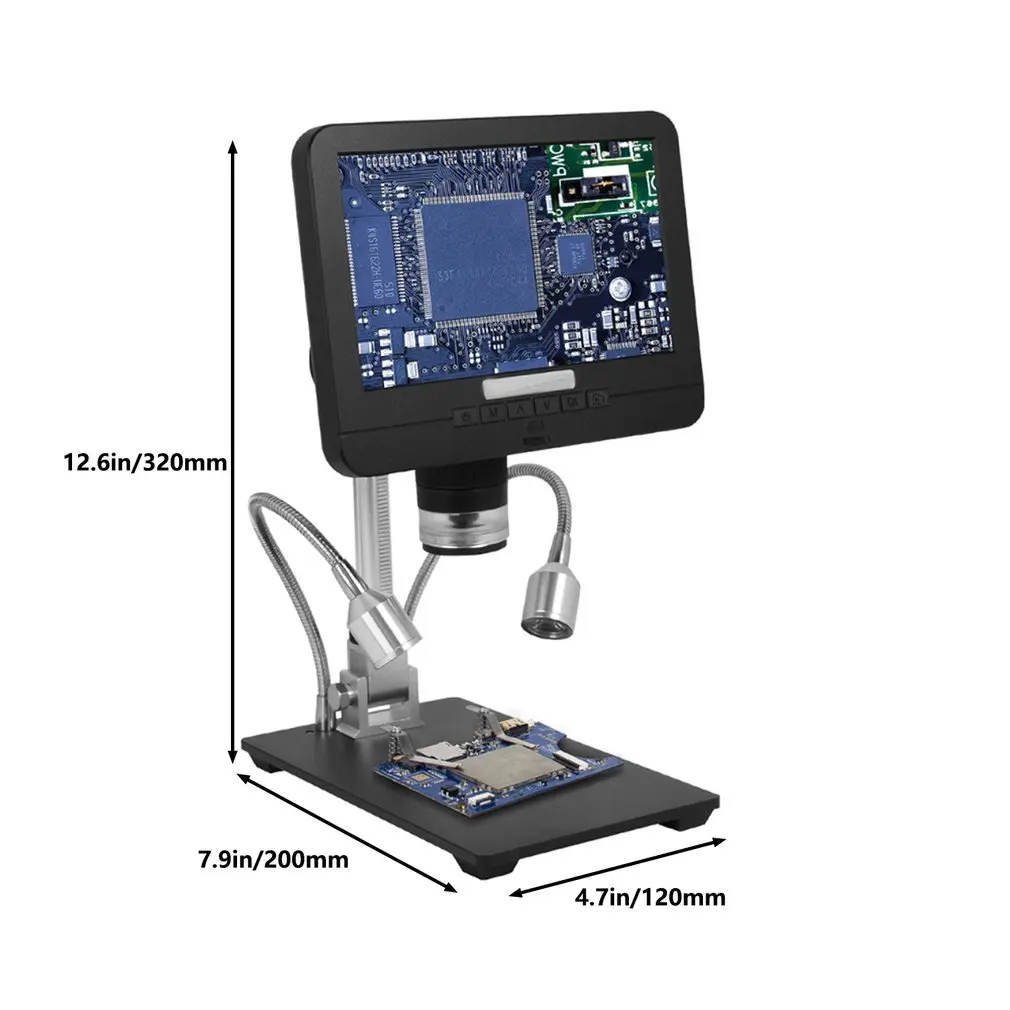 

Digital Microscope With Endoscope Image Switchable 7 Inch Screen 2MP With Metal Stand For Material Inspection Phone Repair