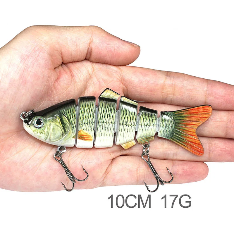 

3d Eyes Lifelike Fishing Lure With Double Hooks 6 Jointed Sections Swimbait Artificial Lures Minnow