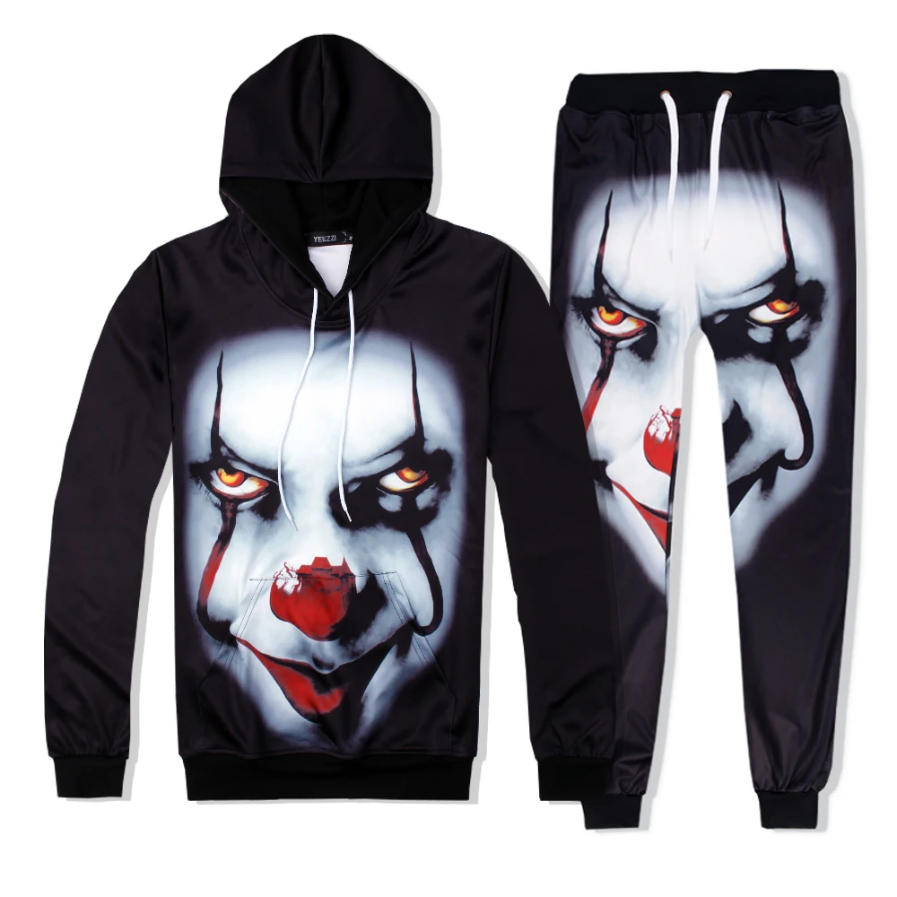 

Спортивный костюм для мужчин и женщин, кофта с 3D-принтом кровяных глаз, злых призраков, свитшот с капюшоном в стиле хип-хоп, длинные брюки, BT774