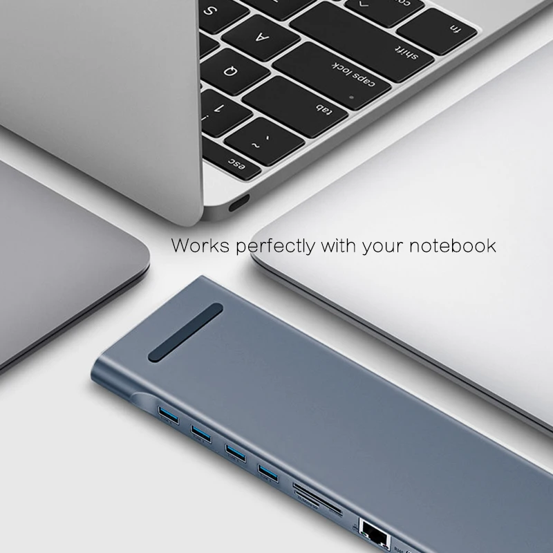 USB-C HUB Многофункциональный конвертер Type C на 4K HDMI MiniDP VGA SD TF кардридер RJ45 Ethernet USB3.0 3 5