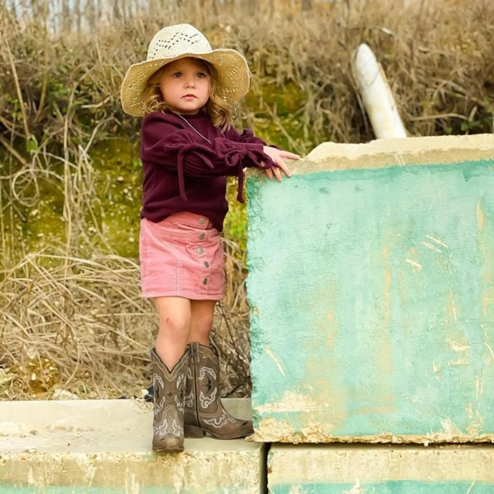 

2 Pcs Infant Baby Solid Color Outfits Girls Lantern Sleeve Round Neck Bow Pullover + Corduroy Skirt