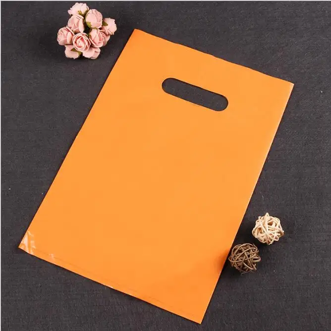 10 шт. однотонные пакеты для покупок пластиковые с ручками упаковки подарков на